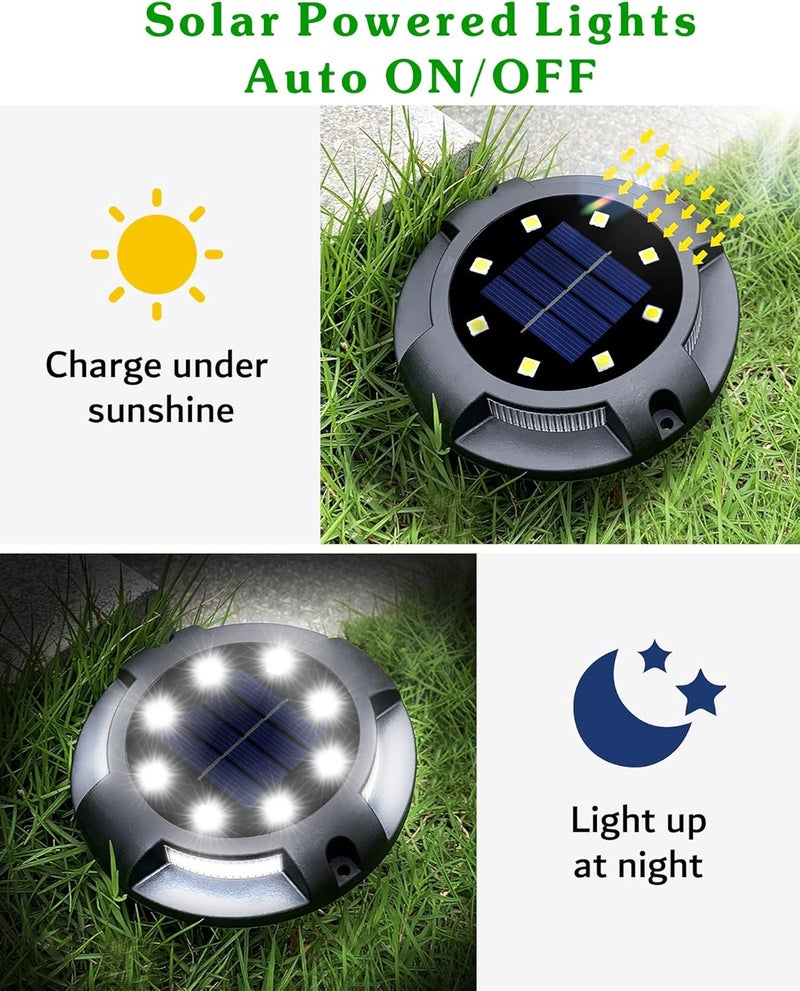 Biling Solar Outdoor Lights Walkway Lights 12 Packs, Bright Solar Ground Lights Uplight Sidelight Waterproof for Yard Walkway Garden Poolside (White) - Image 4